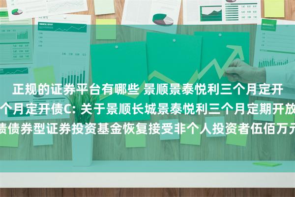 正规的证券平台有哪些 景顺景泰悦利三个月定开债A,景顺景泰悦利三个月定开债C: 关于景顺长城景泰悦利三个月定期开放纯债债券型证券投资基金恢复接受非个人投资者伍佰万元以上申购及转换转入业务的公告