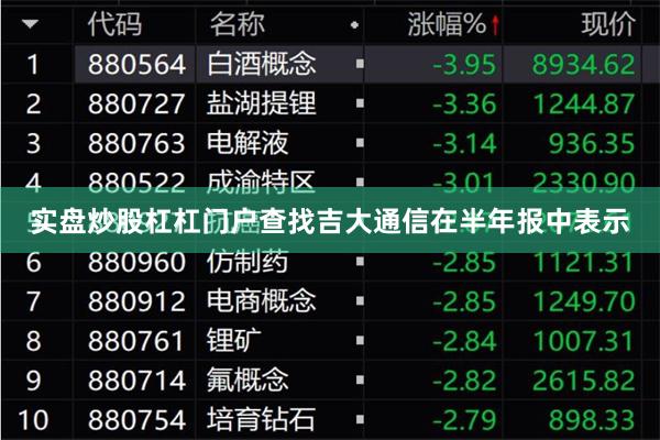 实盘炒股杠杠门户查找吉大通信在半年报中表示